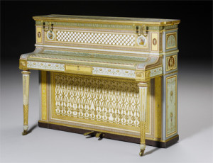 An important polychrome and parcel gilt decorated oblique strung upright Exhibition Pianoforte - Sold for £24,000 (US$ 38,677) inc. premium