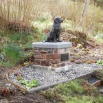 newly landscaped and planted statue site.